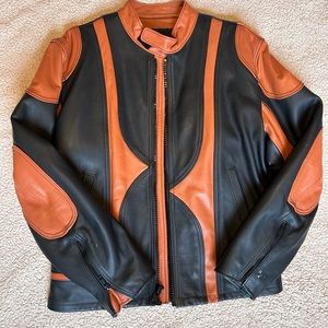 Park V Orange and Black Leather Jacket